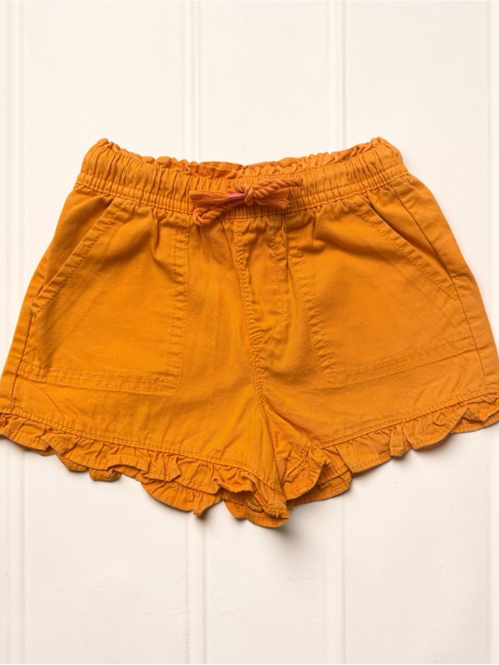 GAP Girls' Ruffle Hem Drawstring Shorts - Orange